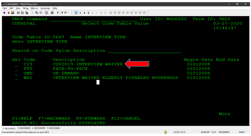 Screenshot of COVID-19 Codes