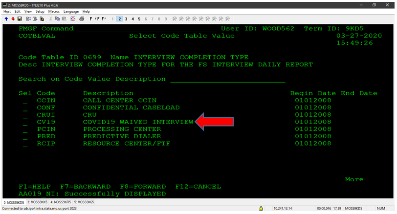 Screenshot of COVID-19 Codes